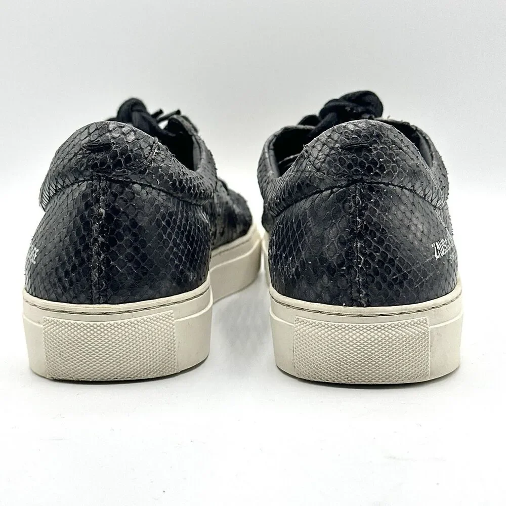 ZADIG & VOLTAIRE Shoes Black Python Snake Skin Leather Sneakers Size 41 / US 10